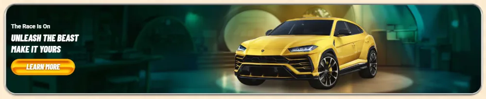 Banner de promoção de SUV de luxo "Desencadeie a Besta" Vegasino